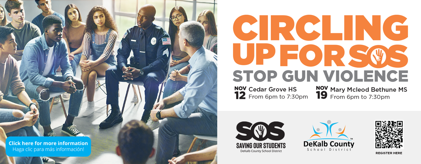 Circling up for SOS. Stop Gun violence. At Cedar Grove High School on November 12th.